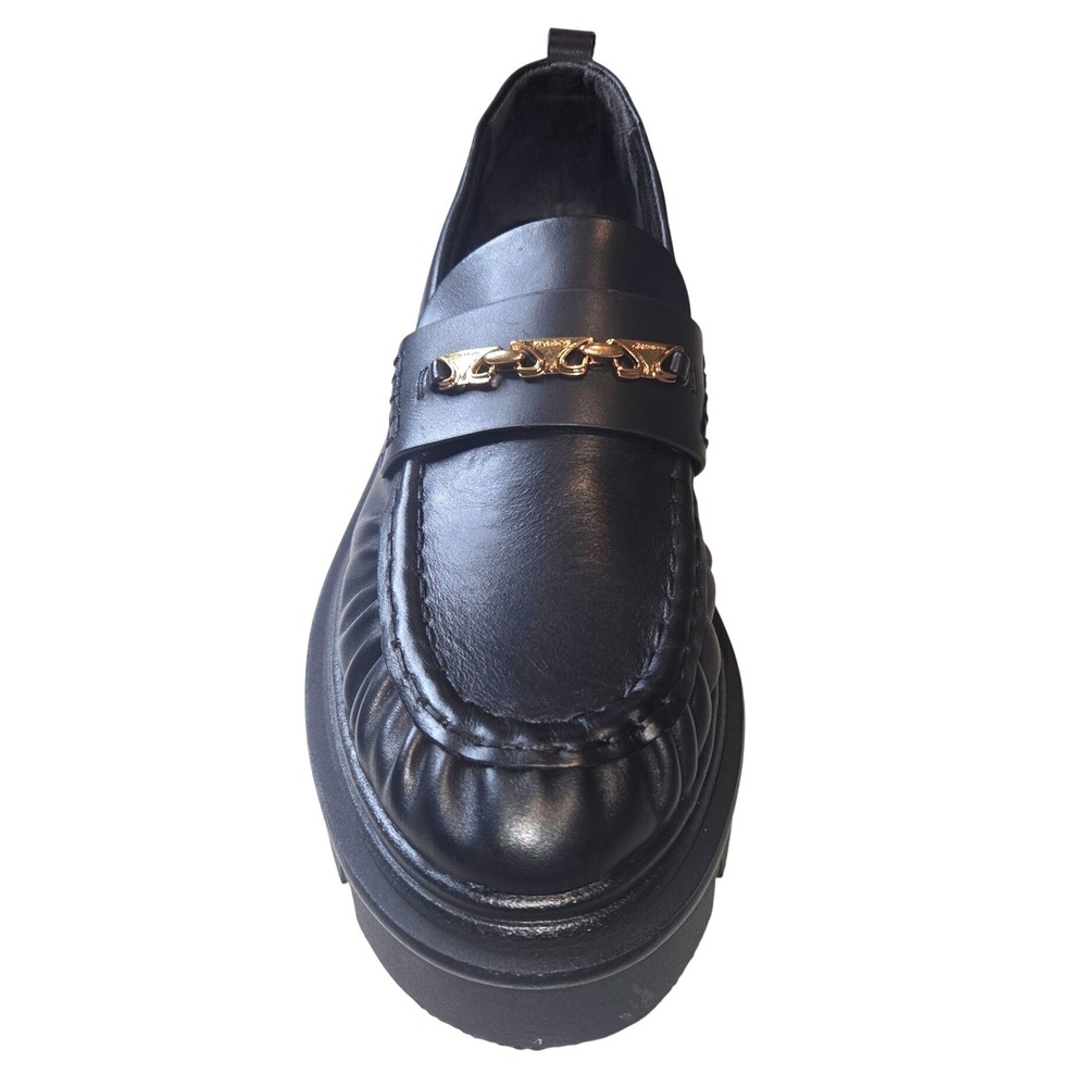 Circus NY by Sam Edelman Pierre Black Lug Sole Chain Loafers Womens 10